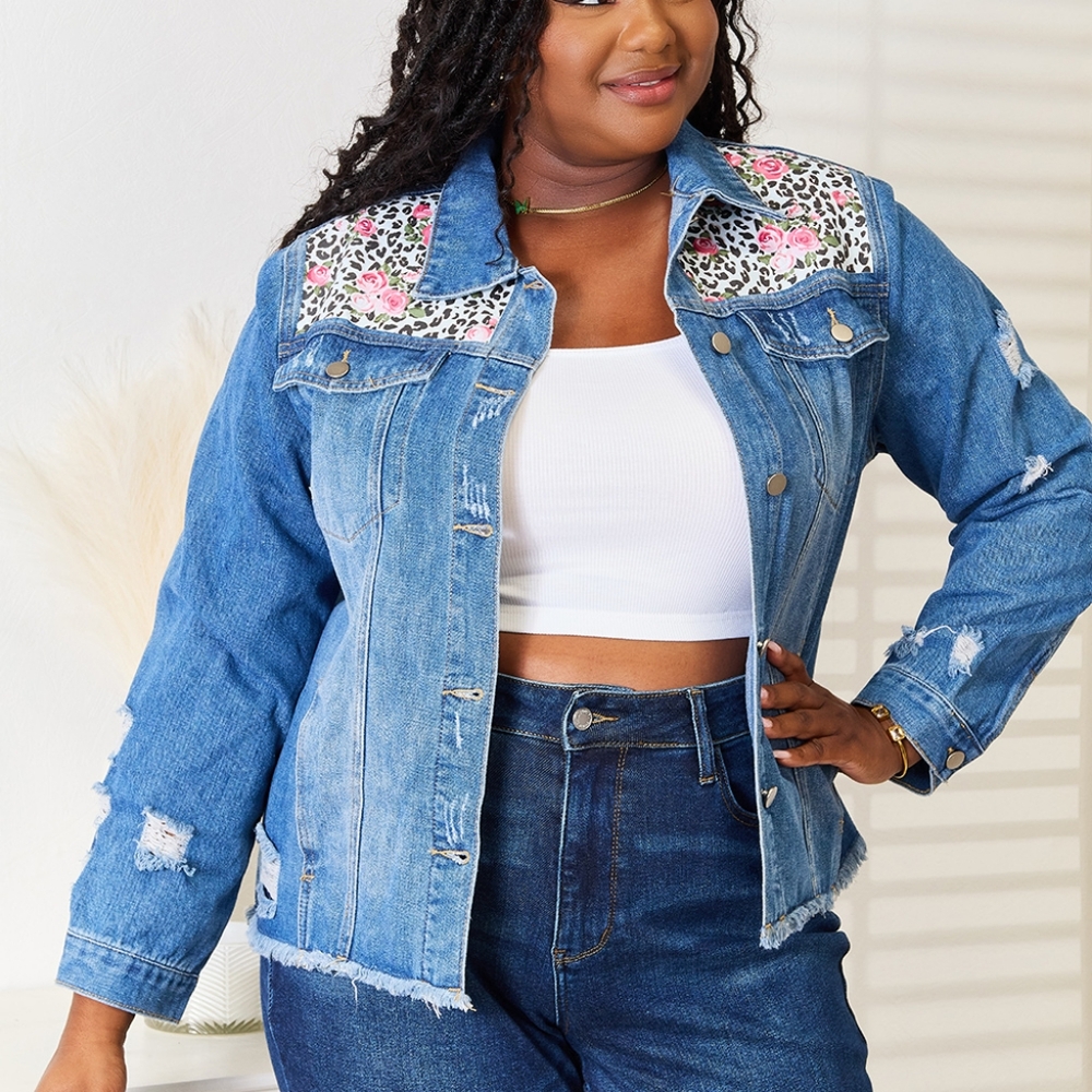 Leopard Rose Distressed Jacket - Picture 2 of 10